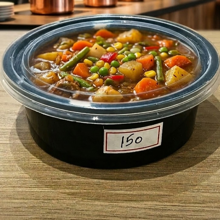 Round Container  150 ML   Black  + Transperent lid