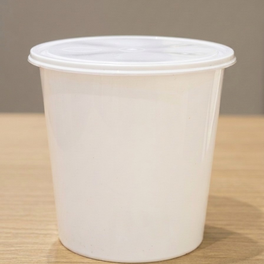 Round Container  1000 ML   Milky  + Milky lid