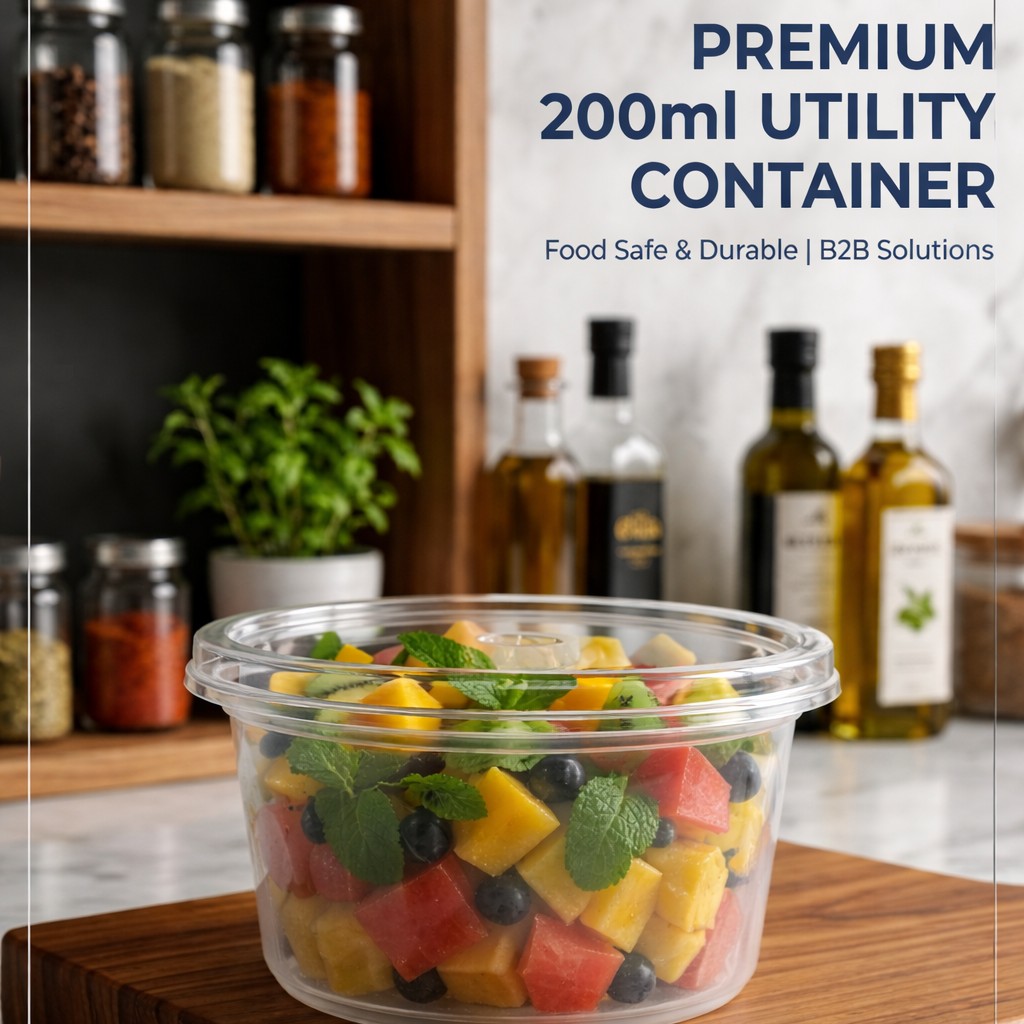 Round Container  200 ML   Transperent  + Transperent lid