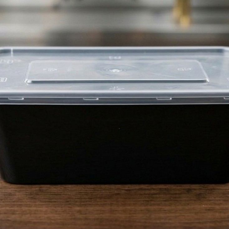 Rectangular Box 750 ML Black+ Transperent Lid