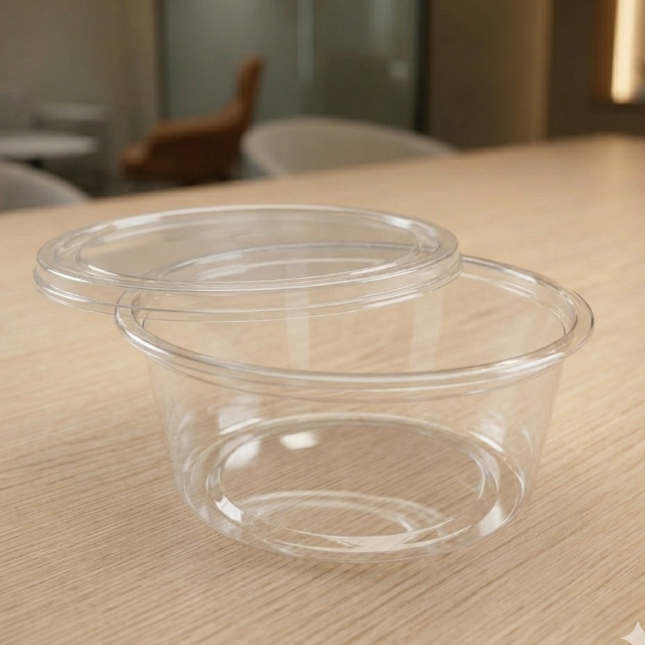 Round Container  250 ML   Transperent  + Transperent lid