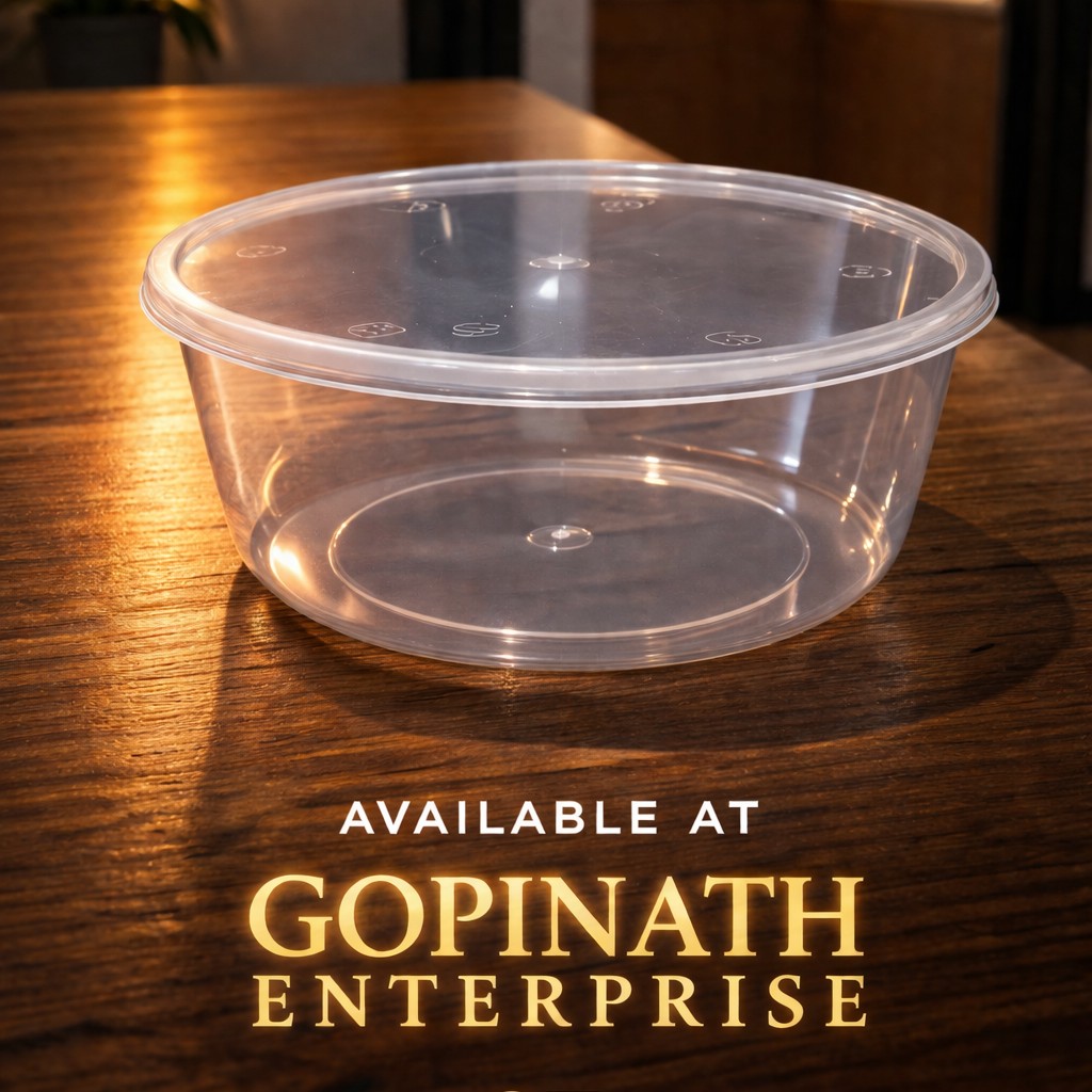 Round Container  600 ML   Transperent  + Transperent lid