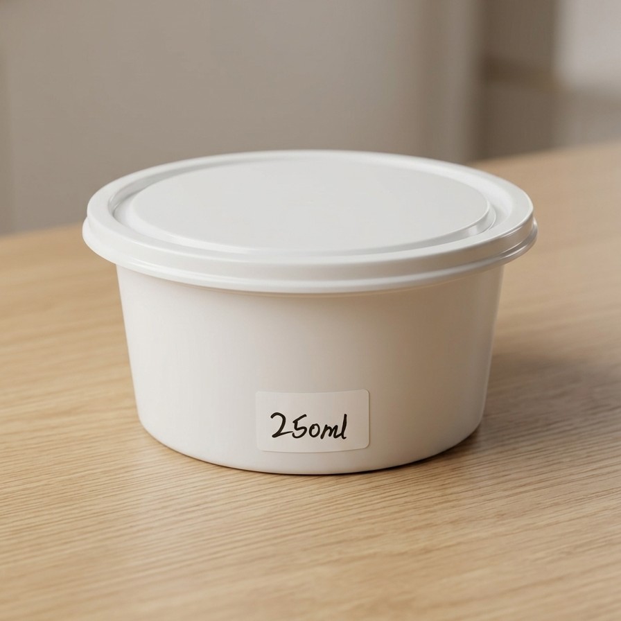 Round Container  250 ML   Milky  + Milky lid