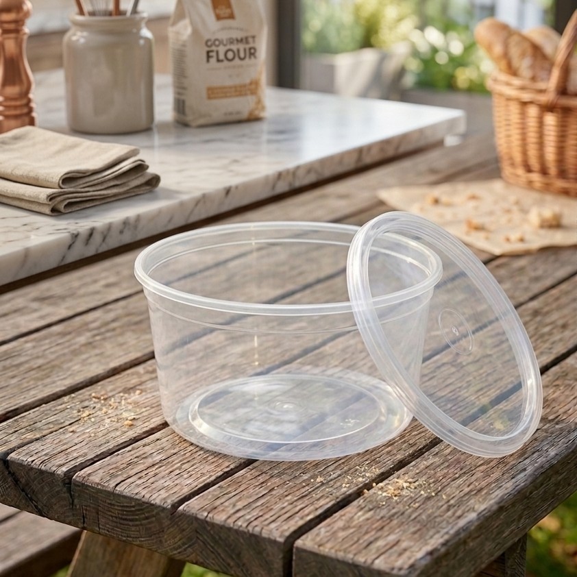 Round Container  400 ML   Transperent  + Transperent lid 5G