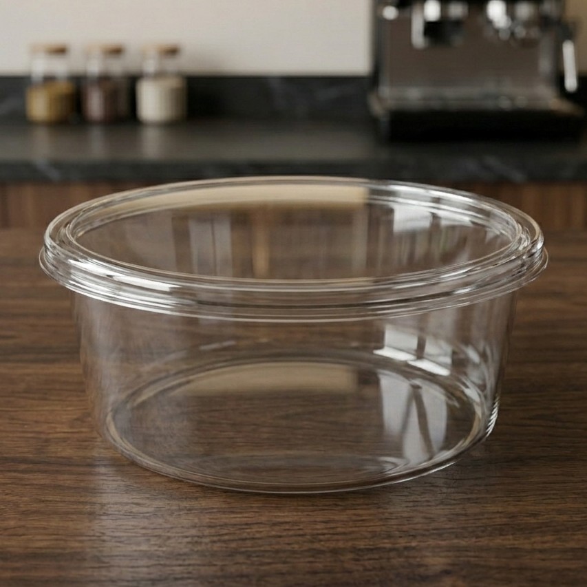 Round Container  300 ML   Transperent  + Transperent lid  cut