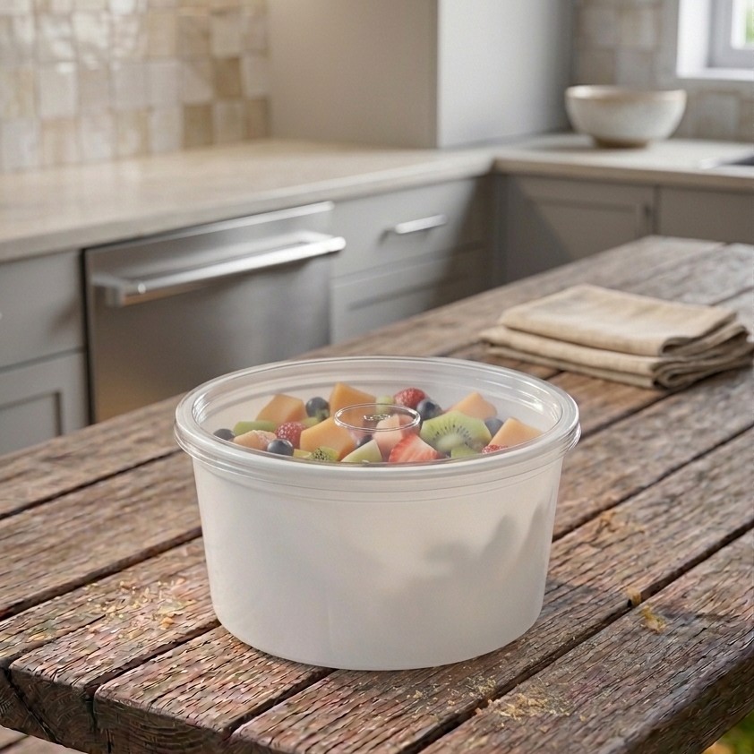 Round Container  400 ML   Milky  + Transperent lid 5G