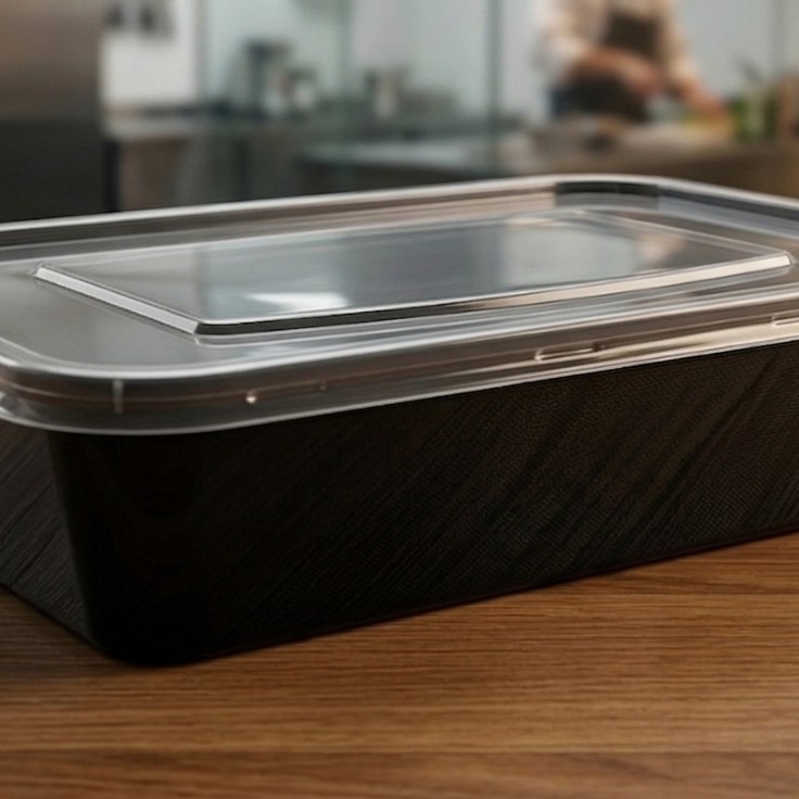 Rectangular Box 500 ML Black+ Transperent Lid