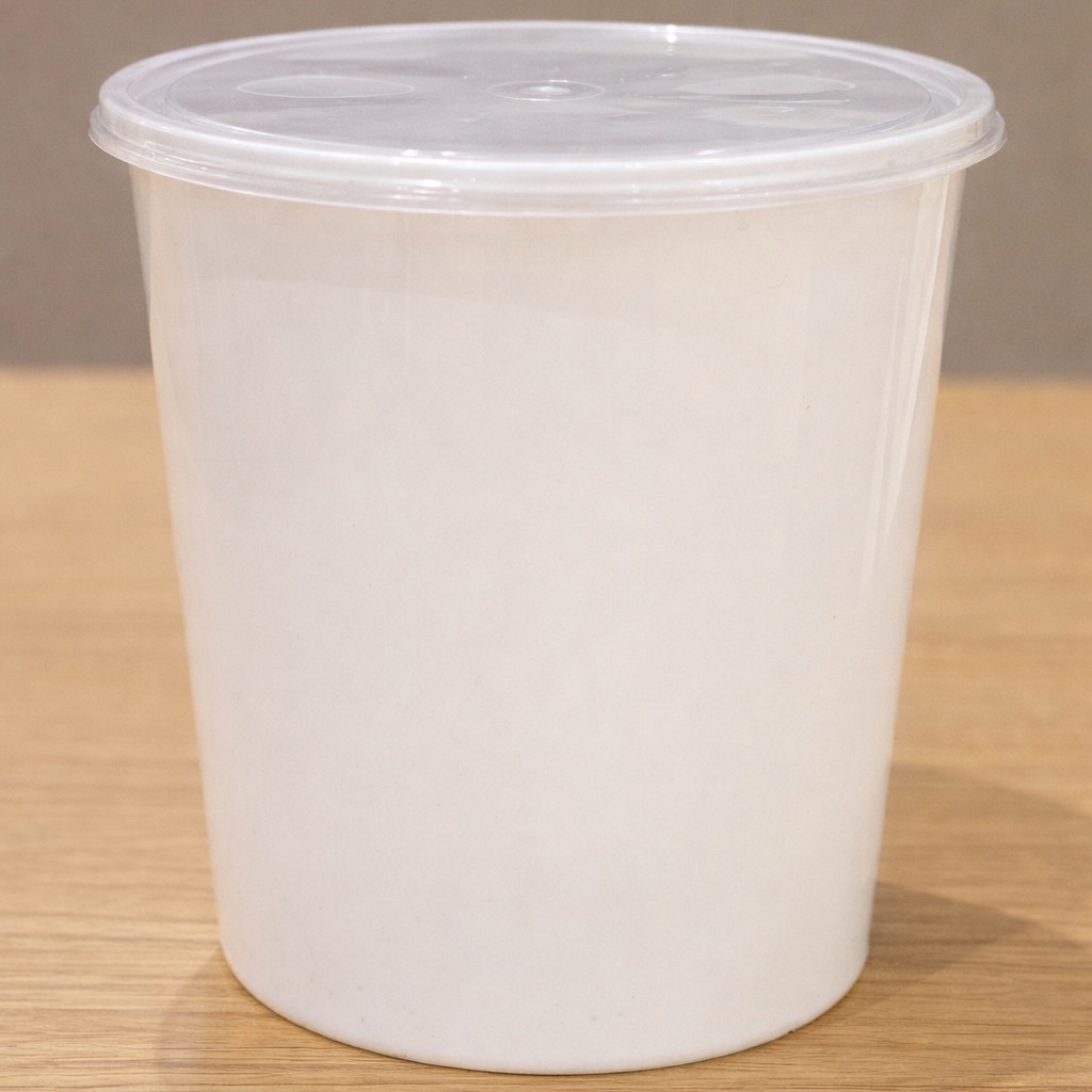 Round Container  1000 ML   Milky  + Transperent lid full