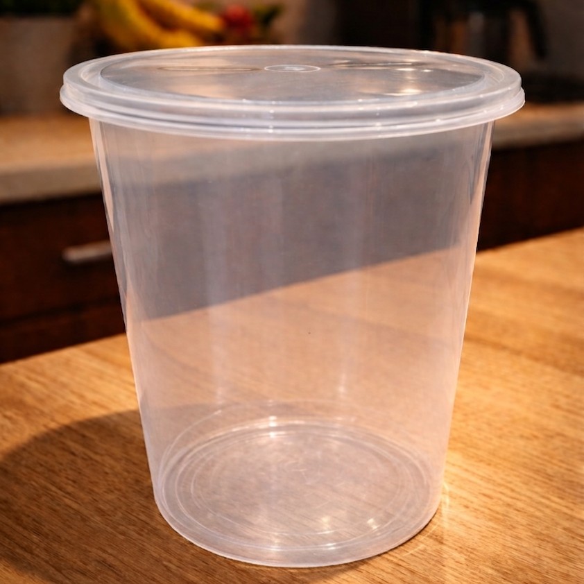 Round Container  1000 ML   Transperent  + Transperent lid