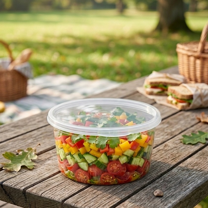 Round Container  400 ML   Transperent  + Transperent lid