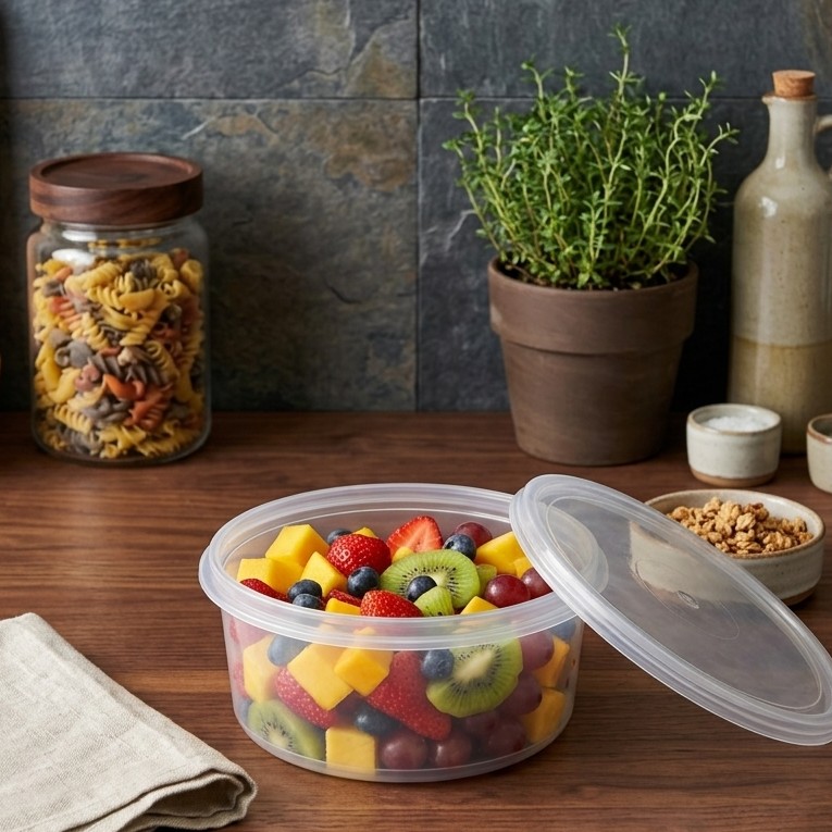 Round Container  500 ML   Transperent  + Transperent lid 110 Dia