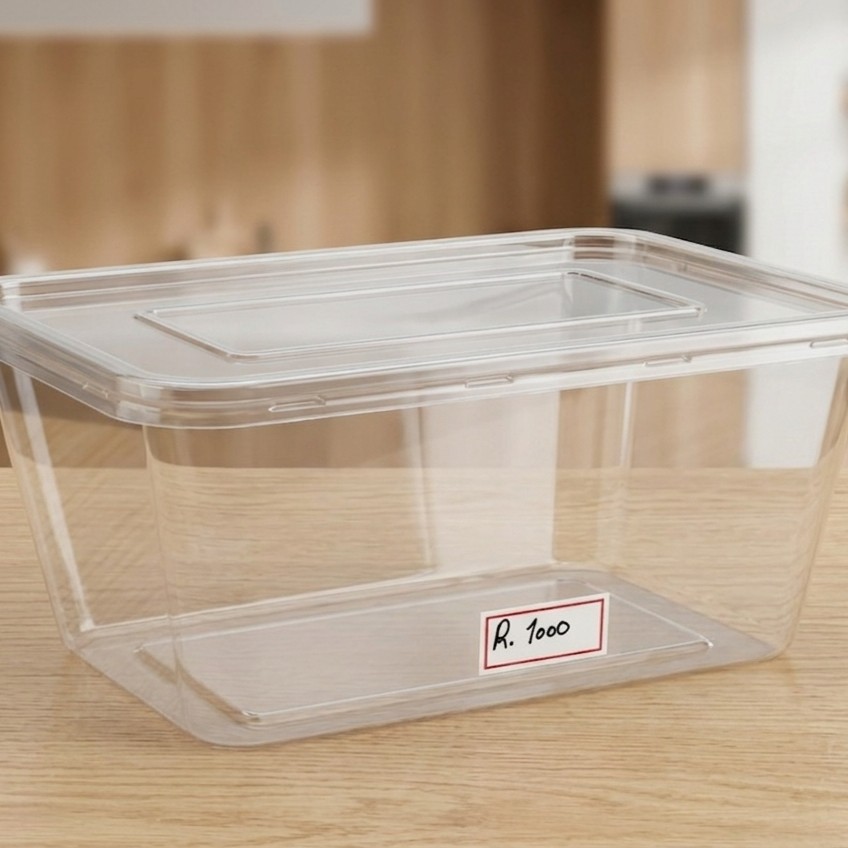Rectangular Box 1000 ML Transperent+ Transperent Lid