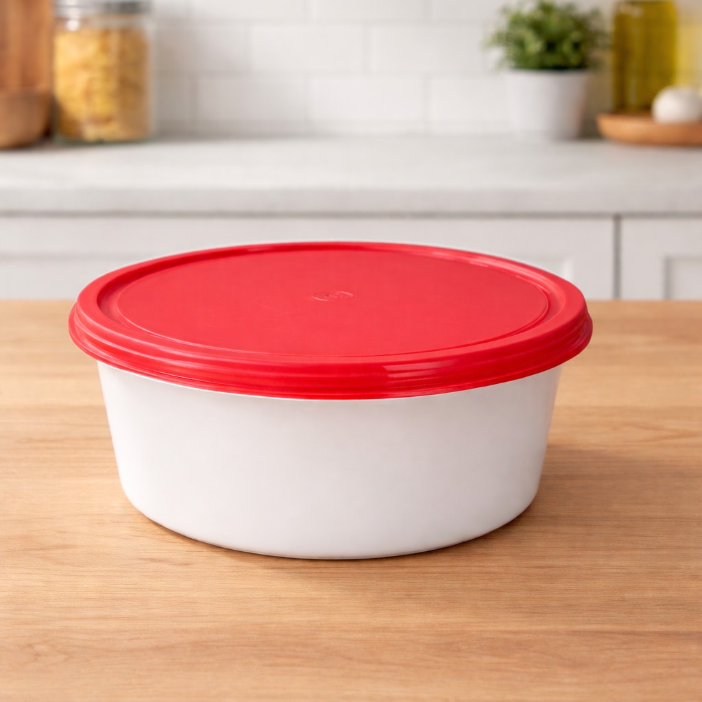 Round Container  500 ML   Milky  + Red lid  110 Dia