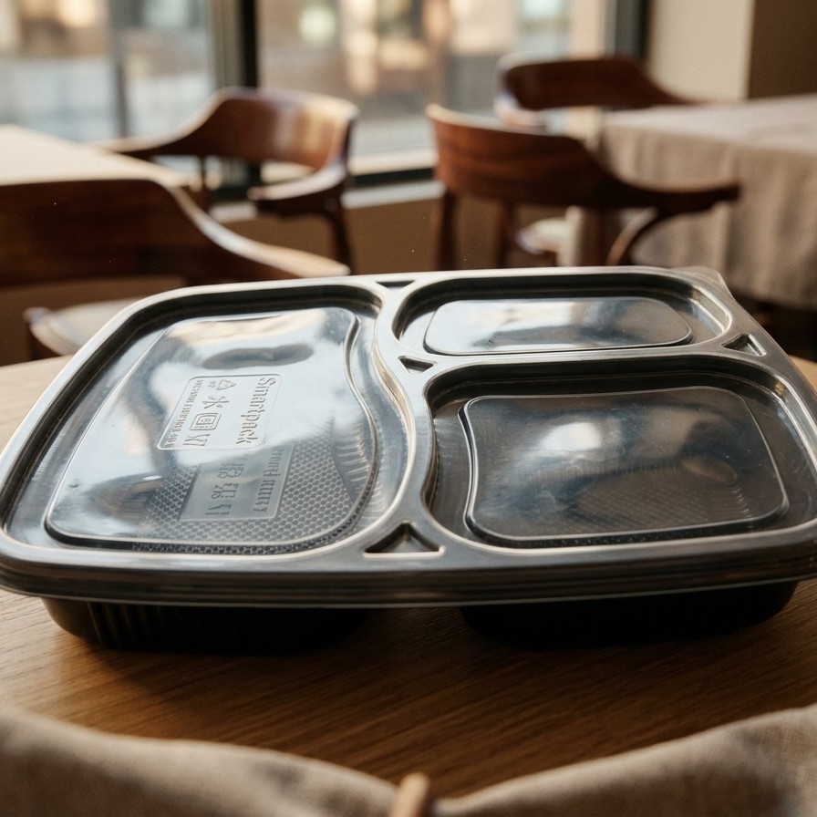 Flat 3 Compartment Meal Tray