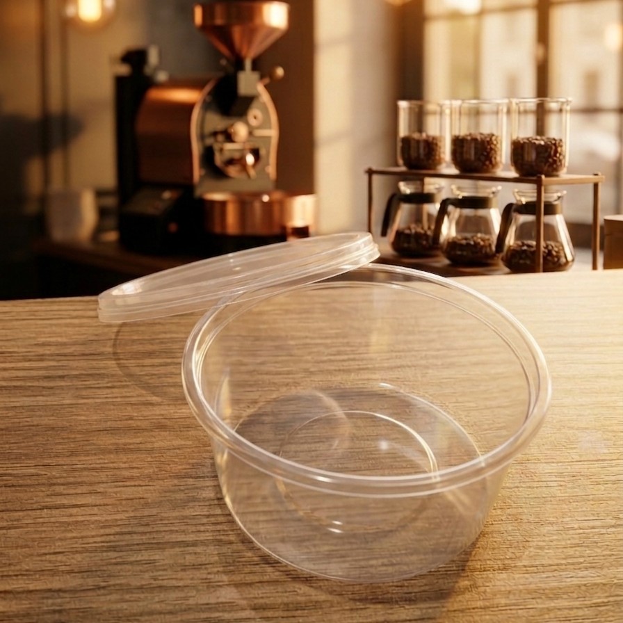 Round Container  100 ML   Transperent  + Transperent lid