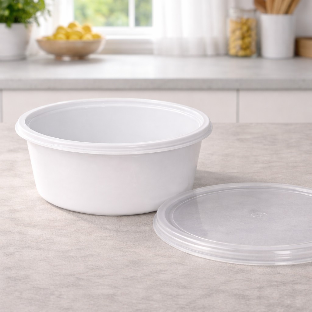 Round Container  500 ML   Milky  + Transperent lid 110 Dia