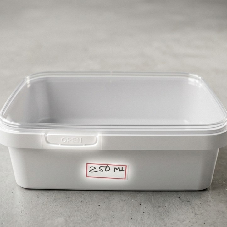 Rectangular Temper Lock (Sweet Box) 250 ML Milky + Transperent Top